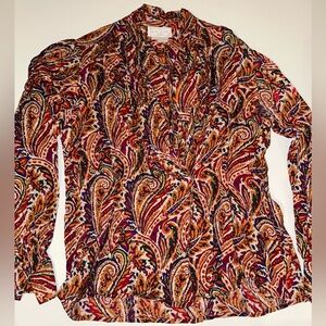 Vintage Doncaster 100% Silk Blouse Women’s Size 10 Paisley Long Sleeve